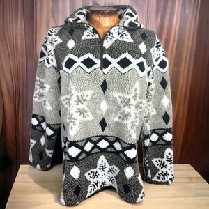 VINTAGE 80s Lavon Geometric Fleece Pullover Size M Jacket Anorak 1/4 Zip